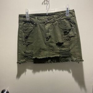 Litz Distressed Denim Mini Skirt